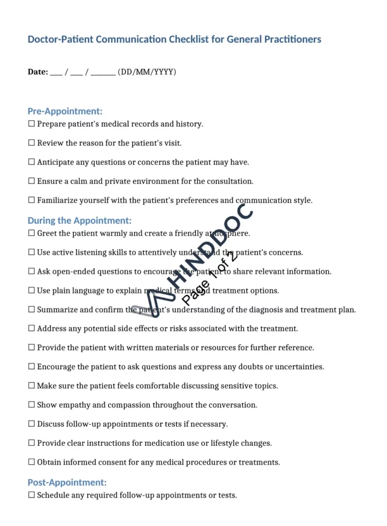 Preview_Doctor-Patient Communication Checklist for Customer Relations_2
