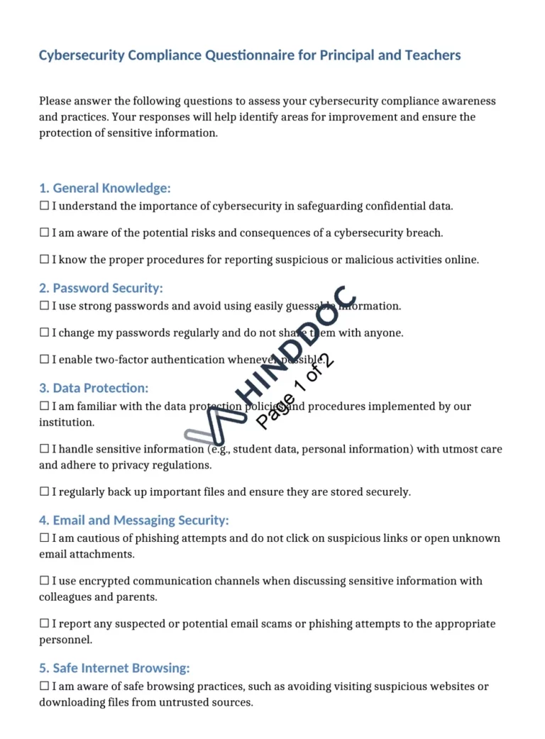 Preview_Cybersecurity Compliance Questionnaire for Legal and Compliance_2