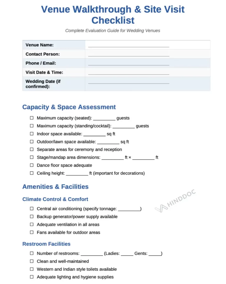4. Venue Walkthrough & Site Visit Checklist
